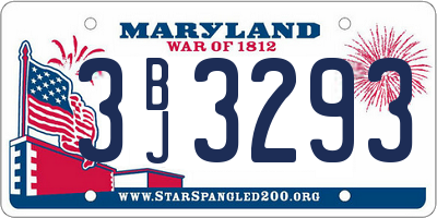 MD license plate 3BJ3293