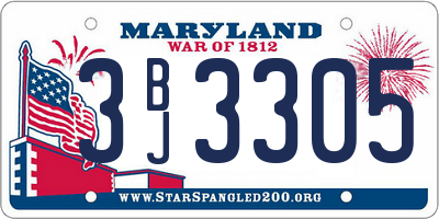 MD license plate 3BJ3305