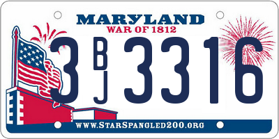 MD license plate 3BJ3316