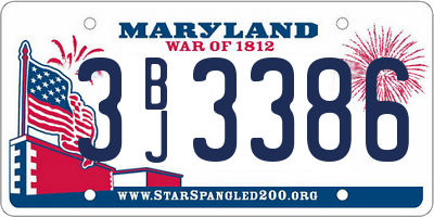 MD license plate 3BJ3386