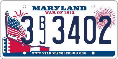 MD license plate 3BJ3402
