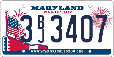 MD license plate 3BJ3407