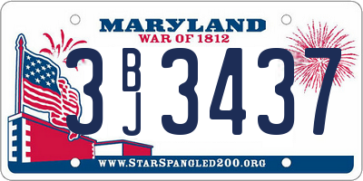 MD license plate 3BJ3437