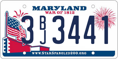 MD license plate 3BJ3441