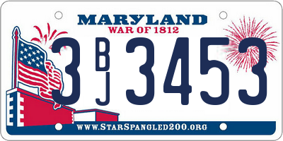 MD license plate 3BJ3453