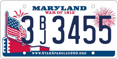 MD license plate 3BJ3455