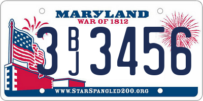 MD license plate 3BJ3456