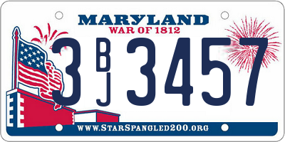 MD license plate 3BJ3457