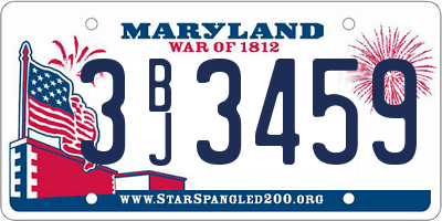 MD license plate 3BJ3459