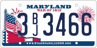 MD license plate 3BJ3466