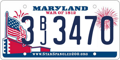MD license plate 3BJ3470