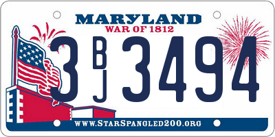 MD license plate 3BJ3494