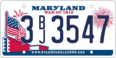 MD license plate 3BJ3547
