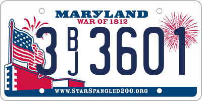 MD license plate 3BJ3601