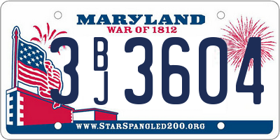 MD license plate 3BJ3604