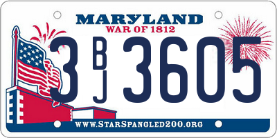 MD license plate 3BJ3605