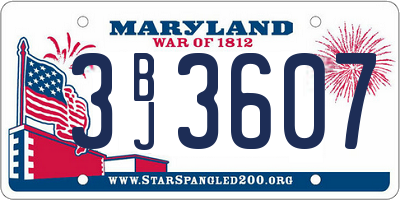 MD license plate 3BJ3607