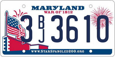 MD license plate 3BJ3610