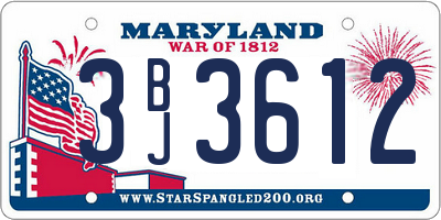 MD license plate 3BJ3612
