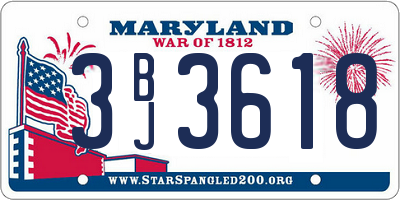 MD license plate 3BJ3618