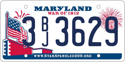 MD license plate 3BJ3629