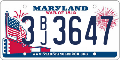 MD license plate 3BJ3647