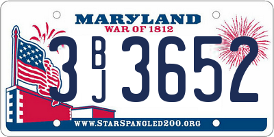 MD license plate 3BJ3652