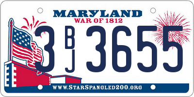 MD license plate 3BJ3655