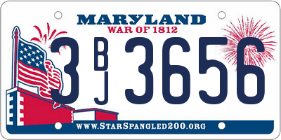 MD license plate 3BJ3656