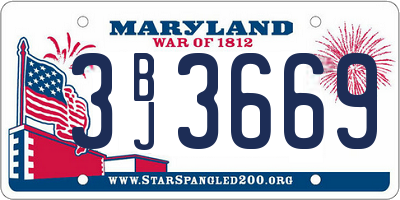 MD license plate 3BJ3669