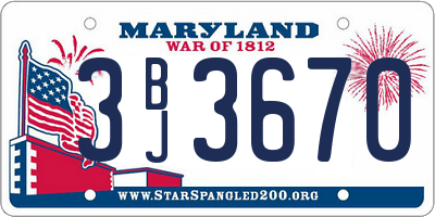 MD license plate 3BJ3670