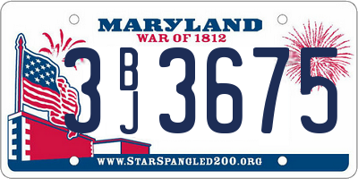 MD license plate 3BJ3675