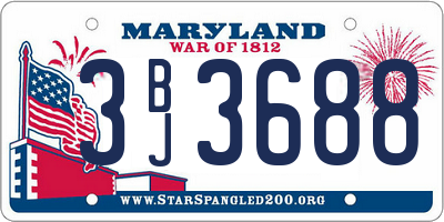 MD license plate 3BJ3688