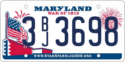 MD license plate 3BJ3698