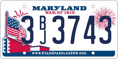 MD license plate 3BJ3743
