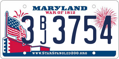 MD license plate 3BJ3754