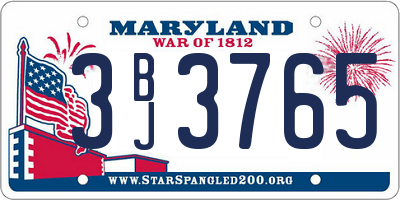 MD license plate 3BJ3765