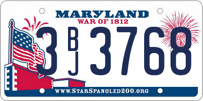 MD license plate 3BJ3768