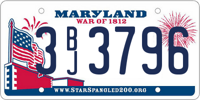 MD license plate 3BJ3796