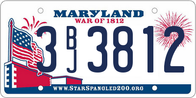 MD license plate 3BJ3812