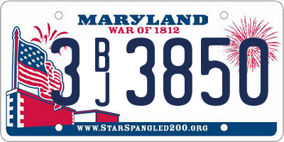 MD license plate 3BJ3850