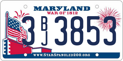 MD license plate 3BJ3853