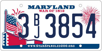 MD license plate 3BJ3854