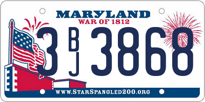 MD license plate 3BJ3868
