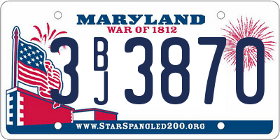 MD license plate 3BJ3870