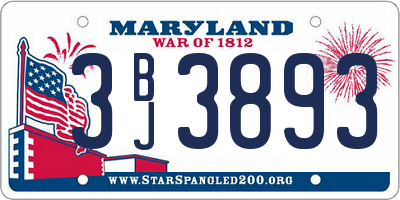 MD license plate 3BJ3893