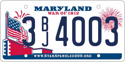 MD license plate 3BJ4003
