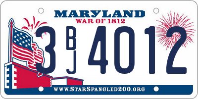 MD license plate 3BJ4012