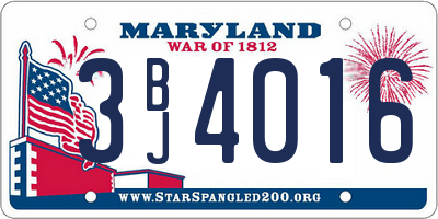 MD license plate 3BJ4016