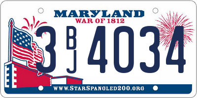 MD license plate 3BJ4034